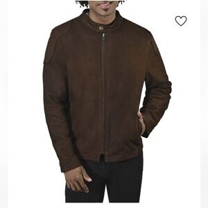 Frye Men Gannon Genuine Suede Racer Jacket  Shaket Tabaco Size US XXl $599